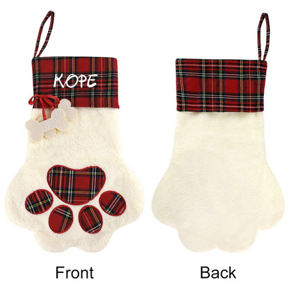 Custom Gift For Your Pets Cats Dogs - Paw Christmas Stocking With Pet Name