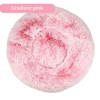 Tie-Dye Round Long Plush Pet Bed Dogs - Cats