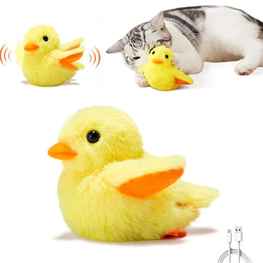 Interactive Plush Duckling Cat Toy – Gravity Electric Motion Bright Yellow chick