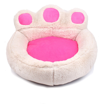 Cozy Paw-Shaped Plush Pet Bed - Washable, Detachable, All-Season