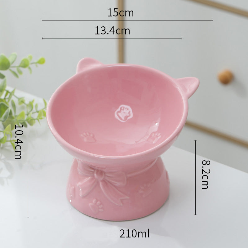 Cute Ceramic Cat Bowl Tall Cat Shape Cat Food Bowls