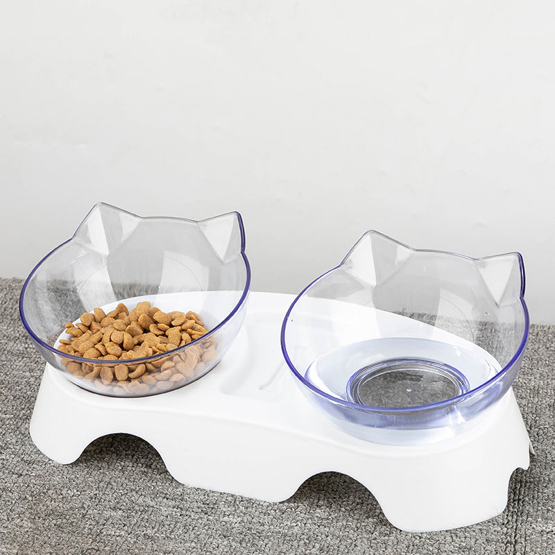 Ergonomic Cat Feeding & Water Bowl – Double Transparent Cat Ear Bowls