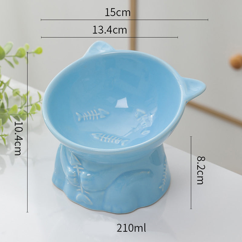 Cute Ceramic Cat Bowl Tall Cat Shape Cat Food Bowls