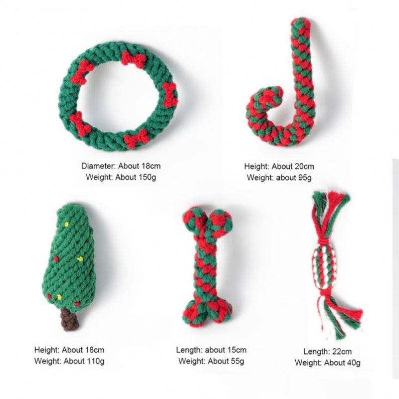 Holiday-Themed Cotton Rope Toy Set for Dogs: Durable, Bite-Resistant, and Perfect for Seasonal Fun