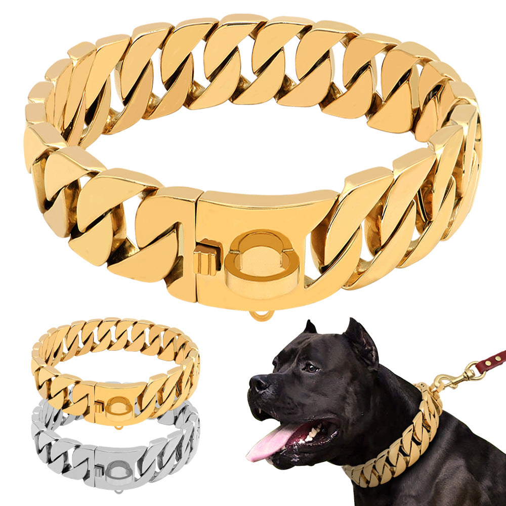 Stainless Steel Dog Collar Dog Necklace Gold Dog Chain Fierce Dog Bully Pet Dog Chain