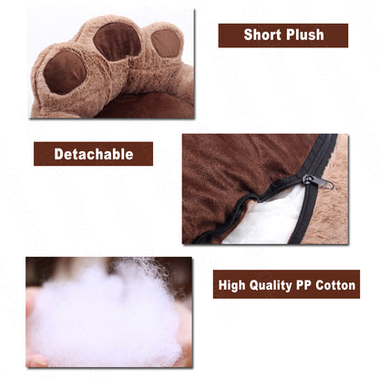 Cozy Paw-Shaped Plush Pet Bed - Washable, Detachable, All-Season