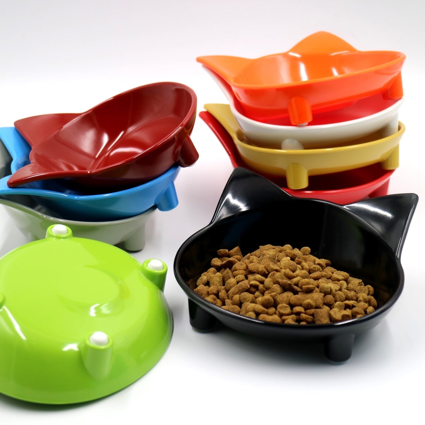 Pet Bowl Melamine Non Slip Cute Cat Color Bowls - Food Bowls Pet