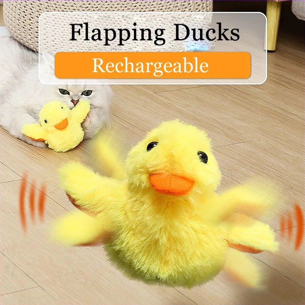 Interactive Plush Duckling Cat Toy – Gravity Electric Motion Bright Yellow chick