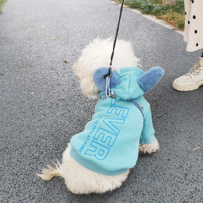 Clever Cutie Hooded Plush Dog Sweater – Cozy & Adorable