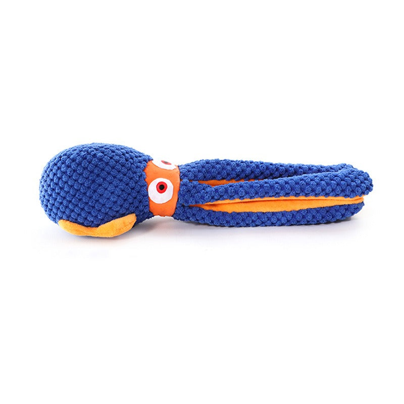 Dog plush toy with bite resistance and sound production, plush octopus toy with dog bite interaction toy