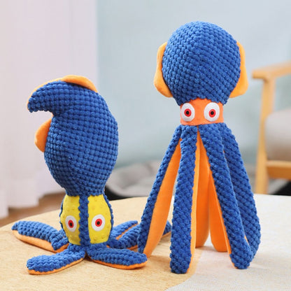 Dog plush toy with bite resistance and sound production, plush octopus toy with dog bite interaction toy