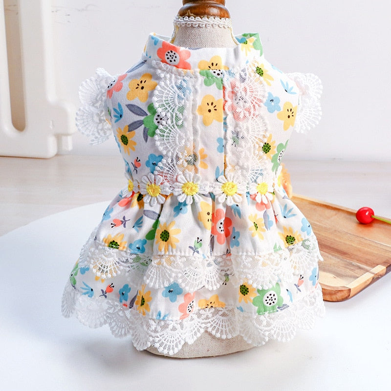 Cute Floral Dress Dog Clothes - Pretty Skirt Outfit for Spring & Summer