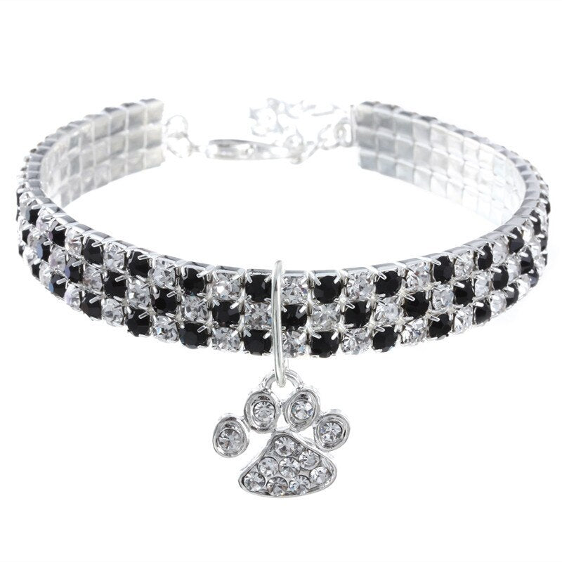 Rhinestone Cute Paw Dog Collar – Adjustable Jewelry Accessory for Pets