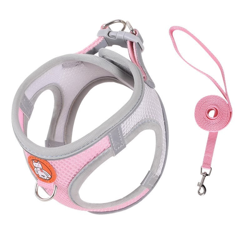 Reflective Adjustable Dog Harness and Leash Set – Anti-Pull, No-Choke Design for Small Dogs and Cats.