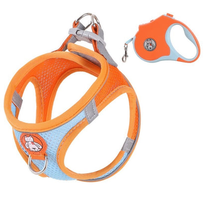 Reflective Adjustable Dog Harness and Leash Set – Anti-Pull, No-Choke Design for Small Dogs and Cats.