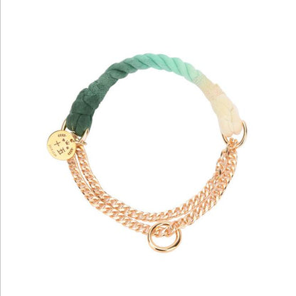 Rainbow Gold Chain Pet Leash & Collar Set – Stylish and Durable