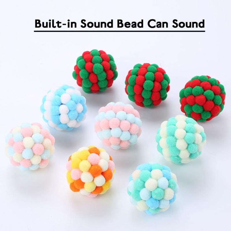 Cat Sound & Catnip Plush Ball-Multicolor Stitching Cat Toys