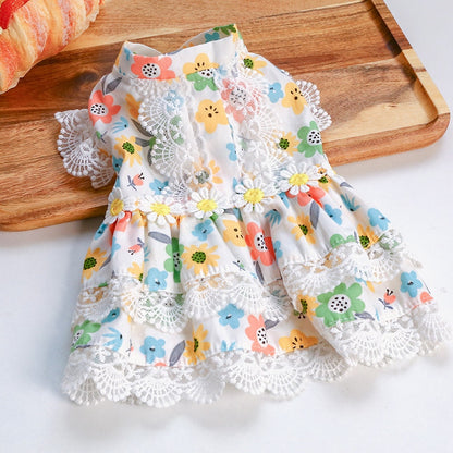 Cute Floral Dress Dog Clothes - Pretty Skirt Outfit for Spring & Summer