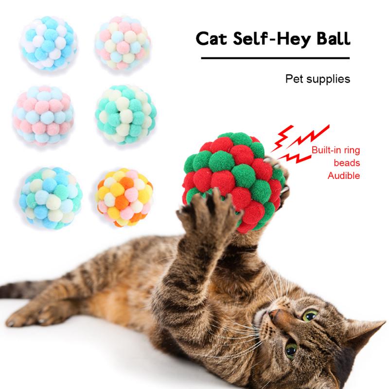 Cat Sound & Catnip Plush Ball-Multicolor Stitching Cat Toys