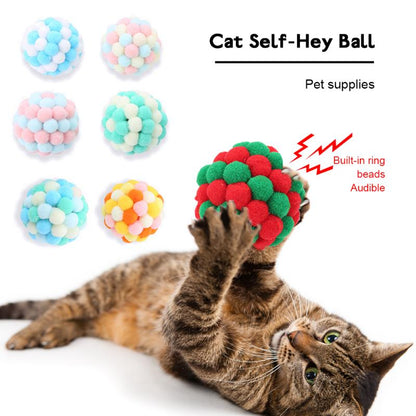 Cat Sound & Catnip Plush Ball-Multicolor Stitching Cat Toys