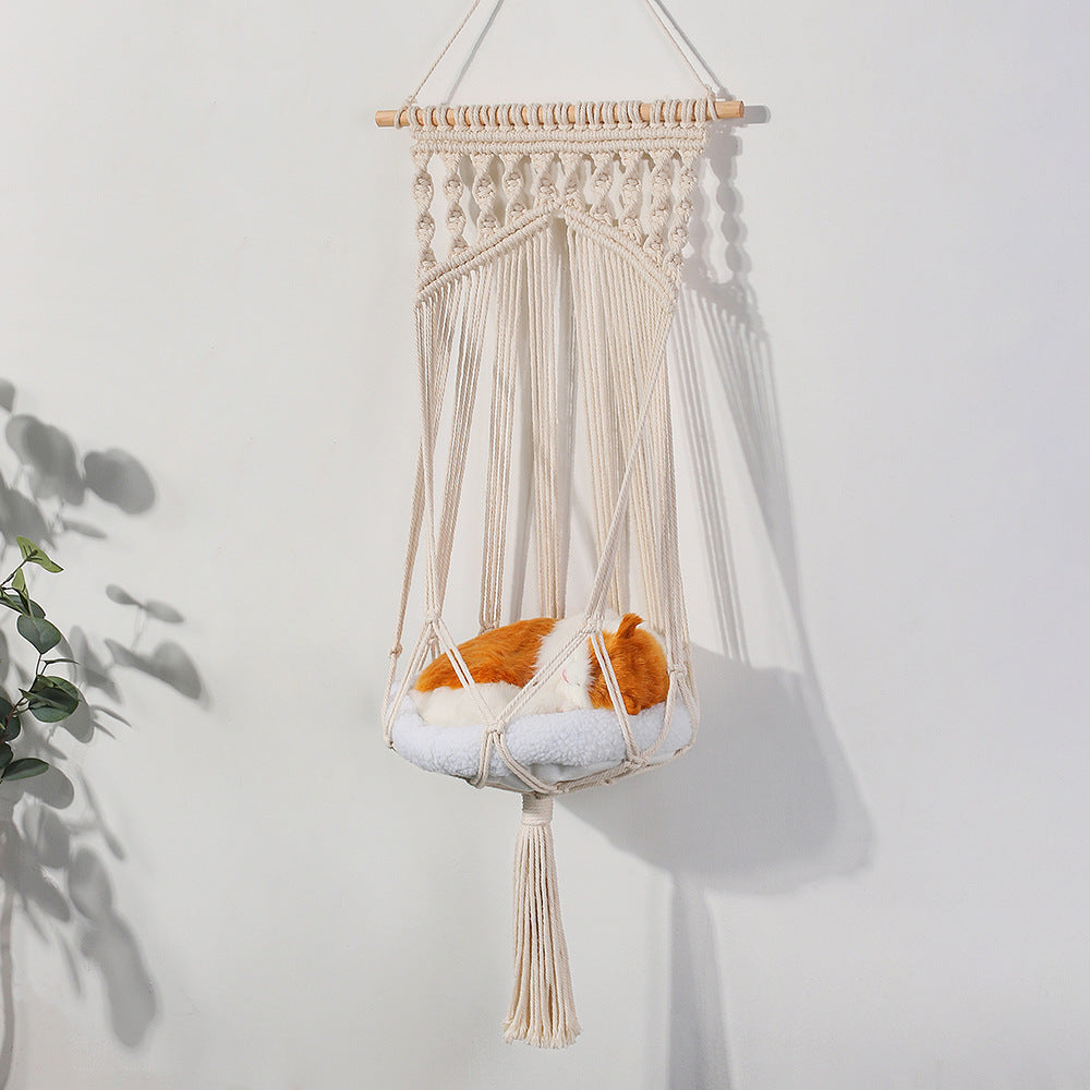 Elegant Hand-Woven Cat Hammock Bed – Wall Hanging Pet Swing Bed