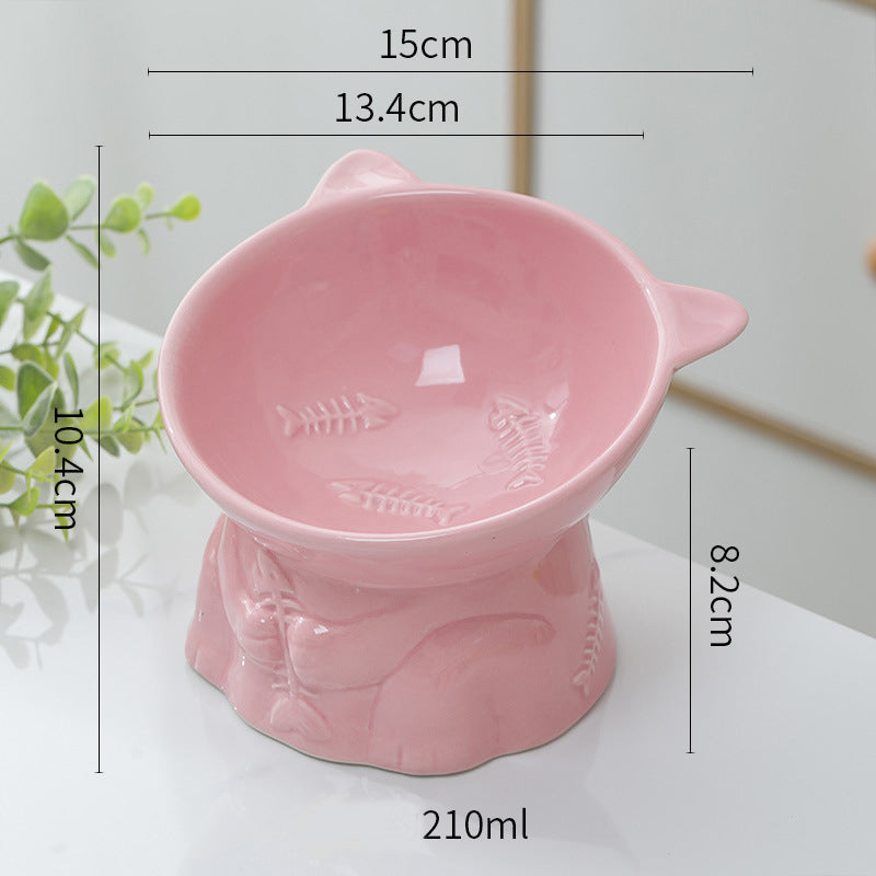 Cute Ceramic Cat Bowl Tall Cat Shape Cat Food Bowls