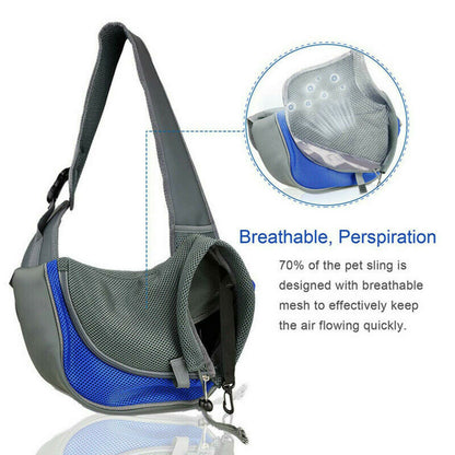 Comfy Mesh Pet Carrier Sling – Hands-Free Strap Bag