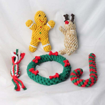 Holiday-Themed Cotton Rope Toy Set for Dogs: Durable, Bite-Resistant, and Perfect for Seasonal Fun