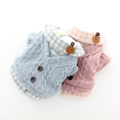 Cozy Winter Lollipop Woolen Plaid Pet Sweater – Warm & Stylish for Dogs & Cats