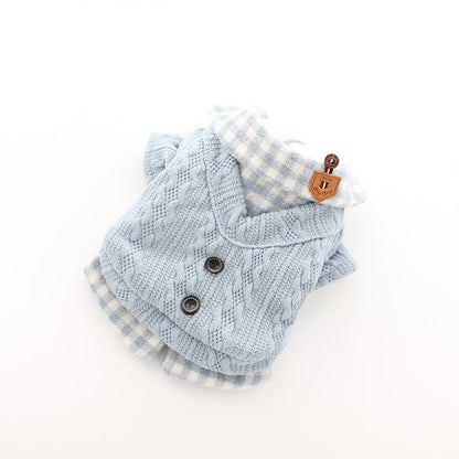 Cozy Winter Lollipop Woolen Plaid Pet Sweater – Warm & Stylish for Dogs & Cats