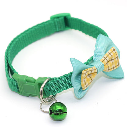 Adjustable Lattice Bow Collar with Bell – Stylish Cat & Dog Collar