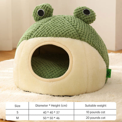 Cartoon Frog Pet Bed - Soft & Cozy Options for Cats & Dogs