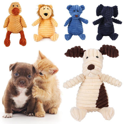 Small Squeaky Plush Dog Toys - Monkey, Bear, Lion - Rope Chew Toy for Puppies