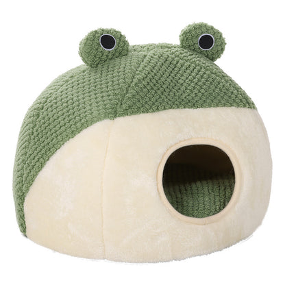 Cartoon Frog Pet Bed - Soft & Cozy Options for Cats & Dogs