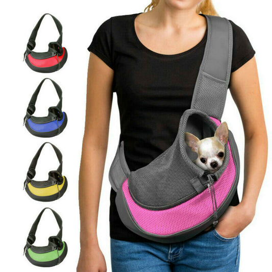 Comfy Mesh Pet Carrier Sling – Hands-Free Strap Bag