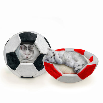 Soccer-Themed Dual-Use Pet Nest | Cozy Convertible Bed Soft Football Style Dog Nest Mattress Creative Cat Bed Nest