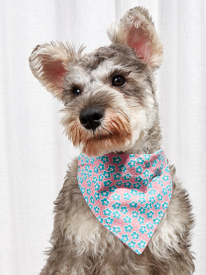 Pet Bandana-Pineapple print, pink swan, and pink with blue flowers Pet Collar