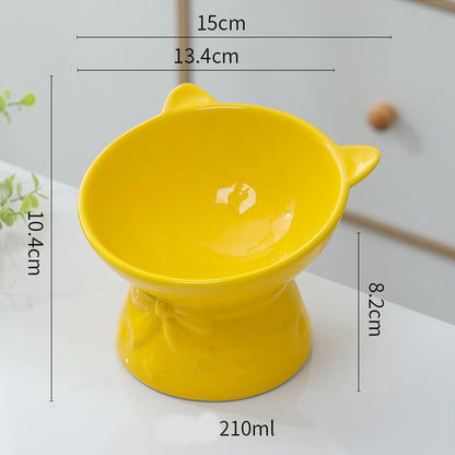 Cute Ceramic Cat Bowl Tall Cat Shape Cat Food Bowls