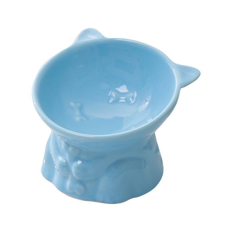 Cute Ceramic Cat Bowl Tall Cat Shape Cat Food Bowls