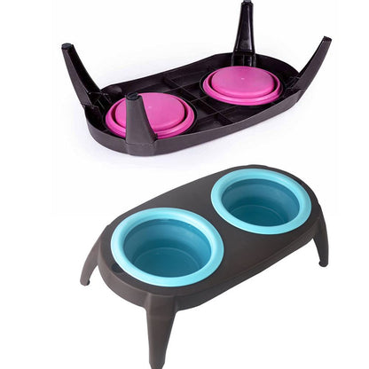 Folding Double Pet Silicone Bowl – Portable & Easy to Clean