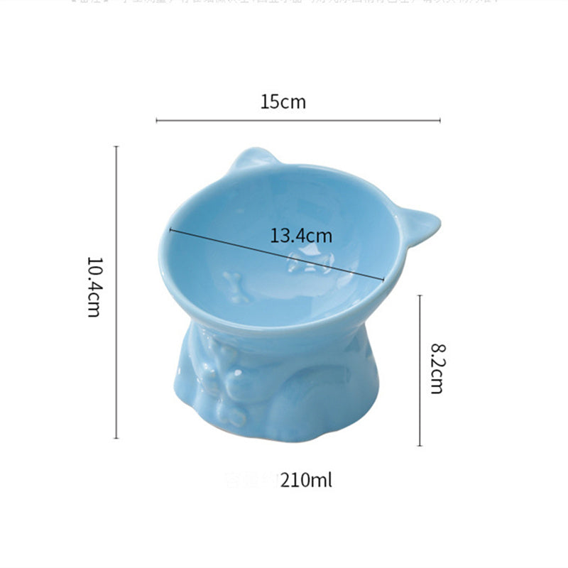 Cute Ceramic Cat Bowl Tall Cat Shape Cat Food Bowls