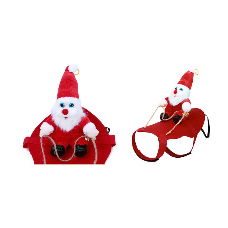 Christmas Pet Costume – Santa on Back, Felt Cloth, Dog Halloween Costume Pet Costume with Santa on Back Halloween Costume-Dog