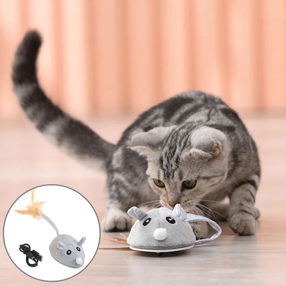 Electric Mouse Pet Cat Toy USB Rechargeable Flocking Mouse Cat