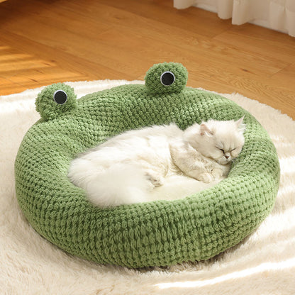 Cartoon Frog Pet Bed - Soft & Cozy Options for Cats & Dogs