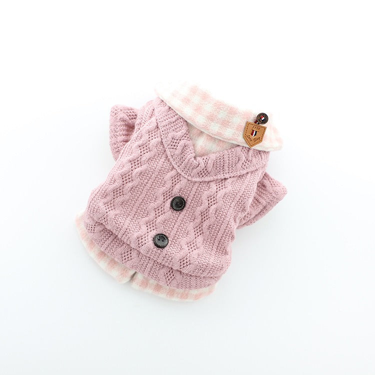 Cozy Winter Lollipop Woolen Plaid Pet Sweater – Warm & Stylish for Dogs & Cats