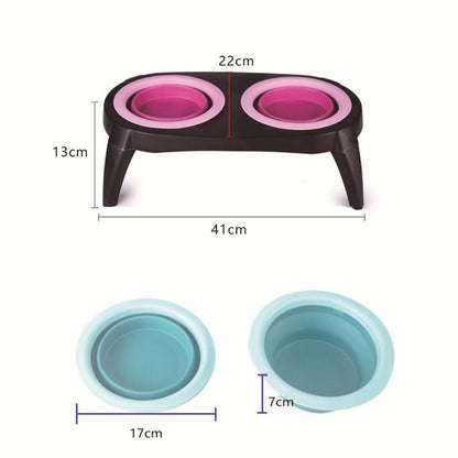 Folding Double Pet Silicone Bowl – Portable & Easy to Clean