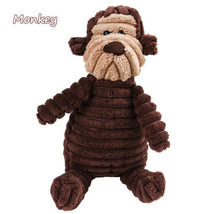 Small Squeaky Plush Dog Toys - Monkey, Bear, Lion - Rope Chew Toy for Puppies