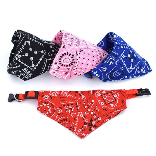 Classic Paisley Pet Retractable Bandana - S, M, L (Pink, Blue, Red, Black)