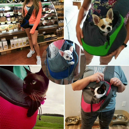 Comfy Mesh Pet Carrier Sling – Hands-Free Strap Bag