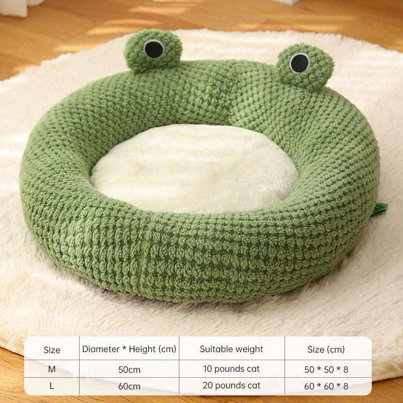 Cartoon Frog Pet Bed - Soft & Cozy Options for Cats & Dogs